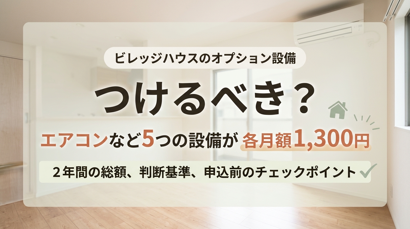 ビレッジハウスのオプション設備は付けるべき?エアコンなど5種類が各月1,300円|2年総額と判断基準・申込前の確認項目
